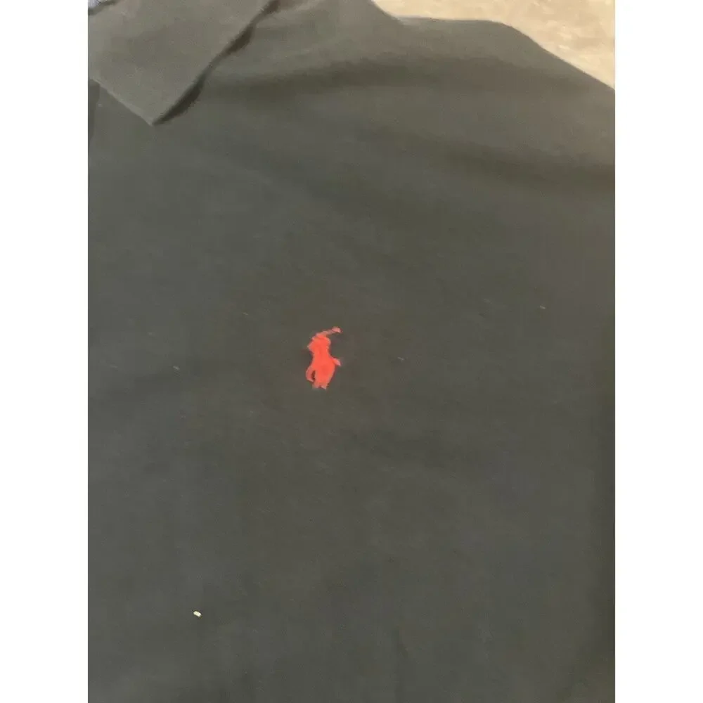Polo‎ Ralph Lauren Shirt Mens XL Black Cotton Short Sleeve Polo Red Pony 2